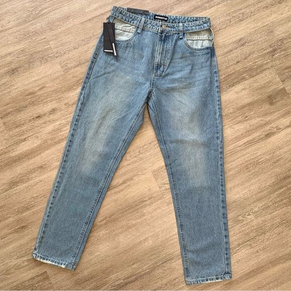 Dolls Kill Momokrom Cut-Out High Waisted Mom Jeans Size 26 NWT - Picture 2 of 7